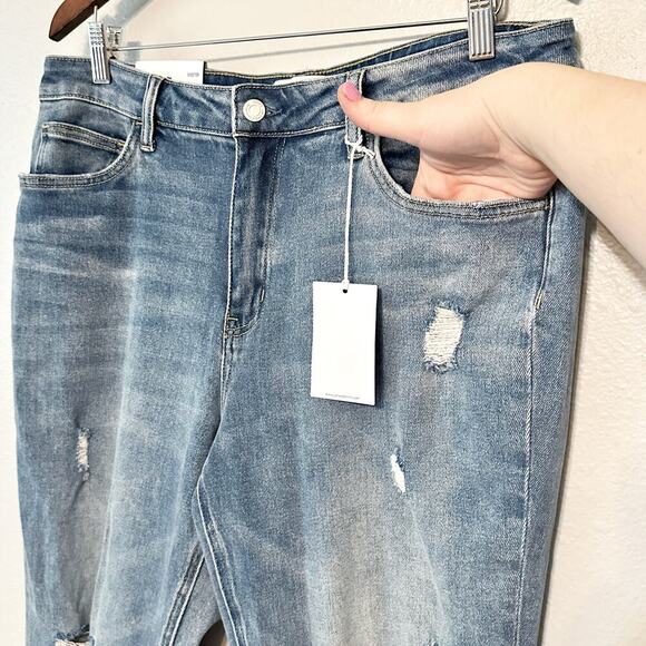 Vervet Skeeter Stretch Boyfriend Jeans distressed cuffed Women's Size 31 NEW - Picture 5 of 13